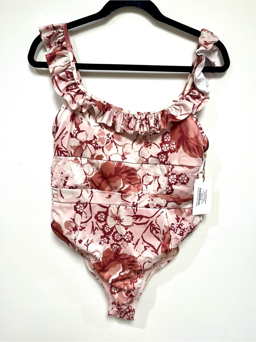 NWT Joyfolie Evie Neutral Floral One Piece Swimsuit size XL - Picture 4 of 9